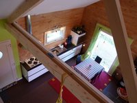 Maison  bois vue sur les volcans