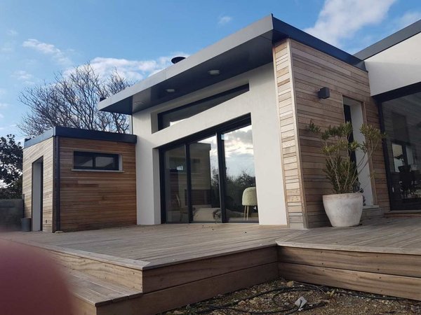 Villa contemporaine bois et maçonnerie